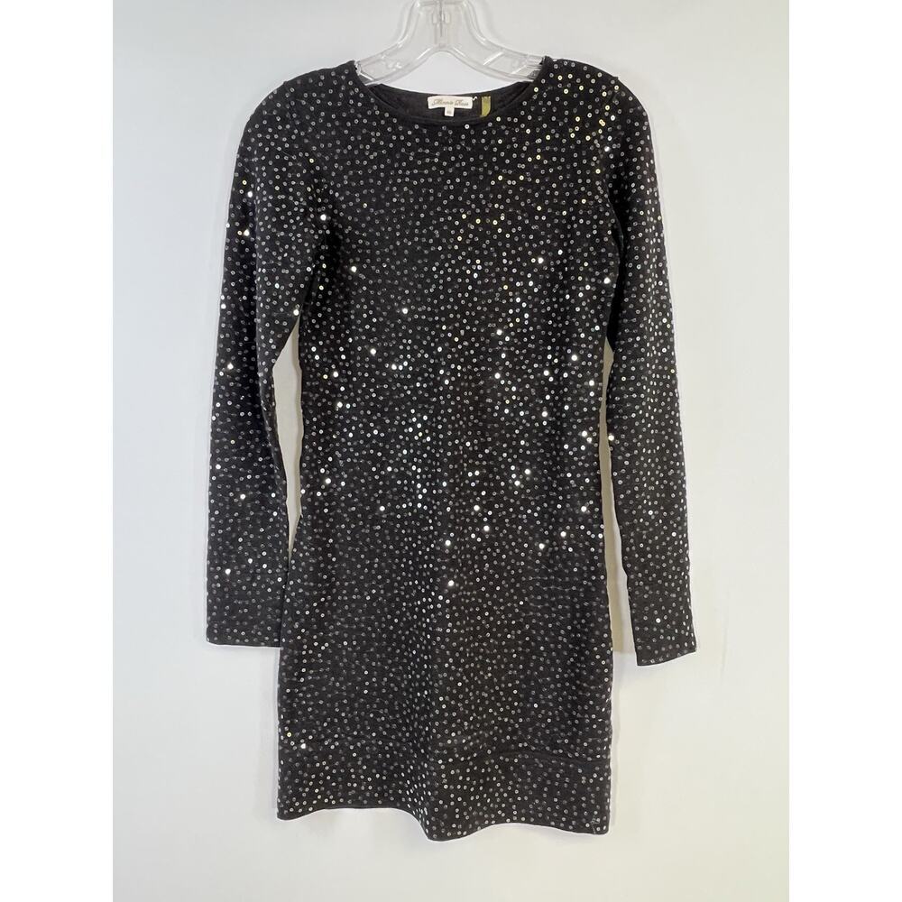 Minnie Rose Sequined Dark Purple Stretch Knit Dress XS Wimsigoth Retro Glam